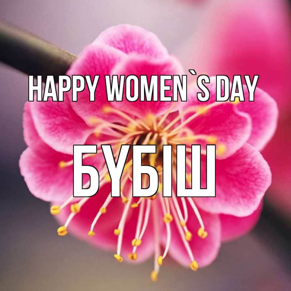 Greetings card с именем, БҮБІШ happy women`s day цветы Greetings with text for free download 